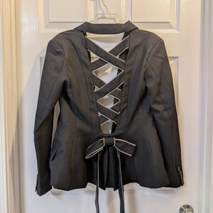 Elegant Black Lace-Up Women's Blazer